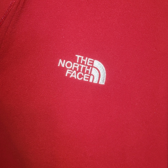The North Face 1/4 Zip   Mens L Red Gray TKA 100 Fleece Hiking Outdoor - Picture 2 of 10